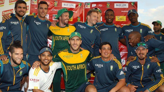 South Africa celebrate winning the tri-series