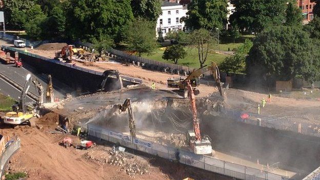 West Bridge being demolished