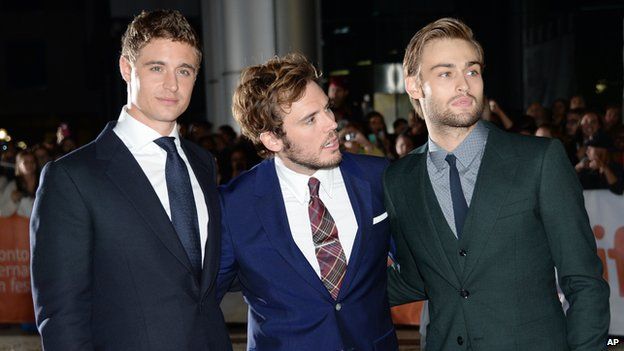 The Riot Club stars (left-right) Max Irons, Sam Claflin and Douglas Booth