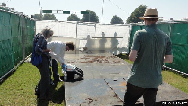 Samples were collected from backstage at the festival urinals