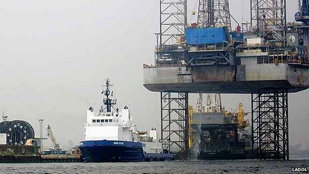 Ship and oil rig in Lagos