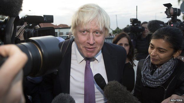 Boris Johnson arriving at the hustings