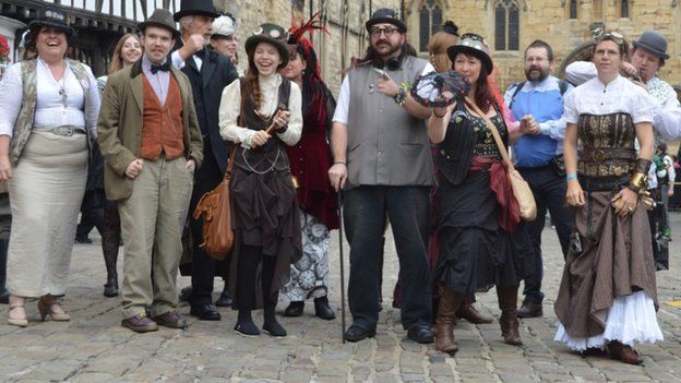 Hundreds attend Europe's largest steampunk festival in Lincoln - BBC News