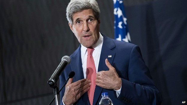 US Secretary of State John Kerry speaks during a press conference in Cairo, Egypt - 13 September 2014