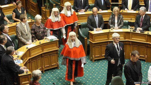High Court Justice Dame Sian Elias enters the chamber during the swearing in of MPs and the Commissioning of Parliament during the first meeting of the House of Representatives of the 49th Parliament at Parliament House on 8 December, 2008 in Wellington, New Zealand