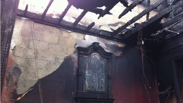 The interior of the building has been gutted and the roof was totally burnt off