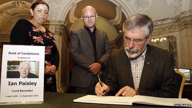 Gerry Adams signs book of condolence