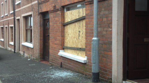Windows were smashed at the house in Broom Street