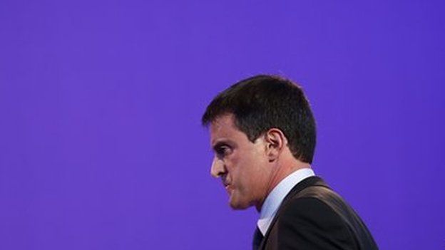 Prime Minister Manuel Valls at conference with labour unions and workers