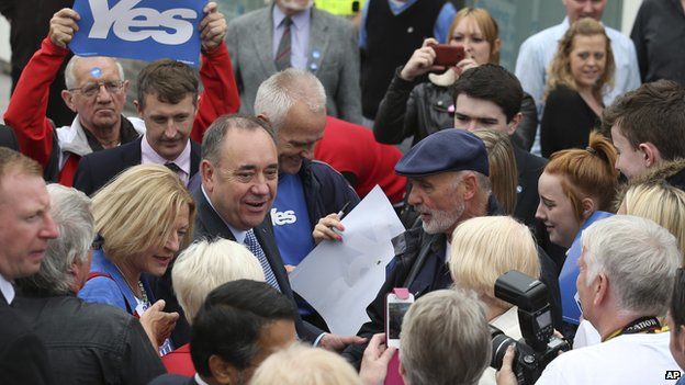 SNP leader Alex Salmond at a shopping centre in East Kilbride