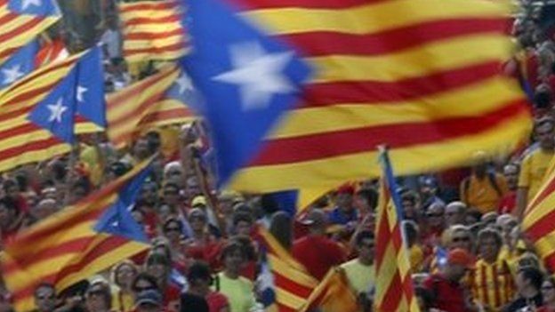Catalans demand the right to vote on Catalonia day (11 Sept 2014)