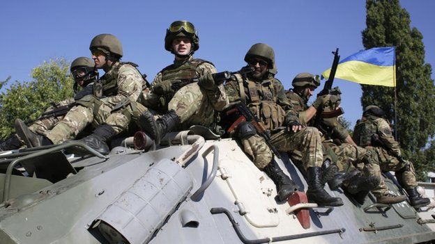 Ukrainian soldiers in Luhansk region. Photo: 17 September 2014