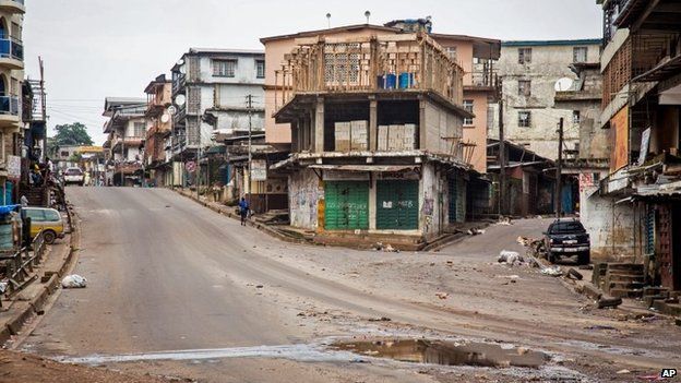 Empty streets in Freetown, Sierra Leone, 19 September 2014