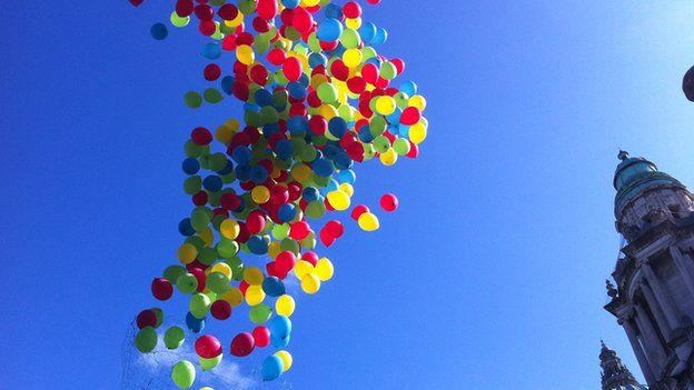 Balloons were released at Belfast City Hall during the Disability Pride Event