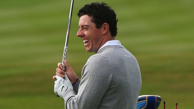 Rory McIlroy during practice ahead of the Ryder Cup on Monday