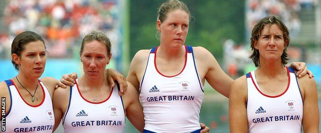 Great Britain's Annie Vernon, Debbie Flood, Frances Houghton and Katherine Grainger at the 2008 Beijing Olympics