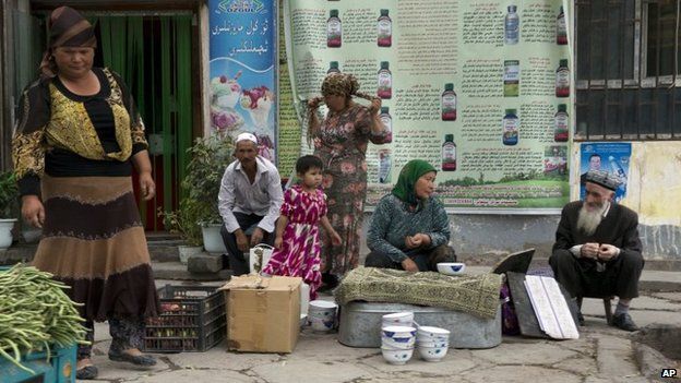 Ethnic Uighurs in Aksu, Xinjiang, China (file image)