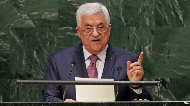Palestinian President Mahmoud Abbas speaks during the 69th session of the United Nations General Assembly at United Nations headquarters in New York, New York, USA, 26 September 2014