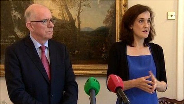 Irish Foreign Affairs Minister Charlie Flanagan with Theresa Villiers on Wednesday