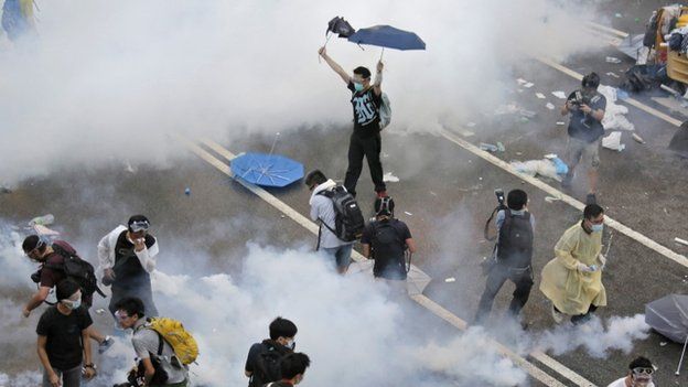 Hong kong tear gas umbrella
