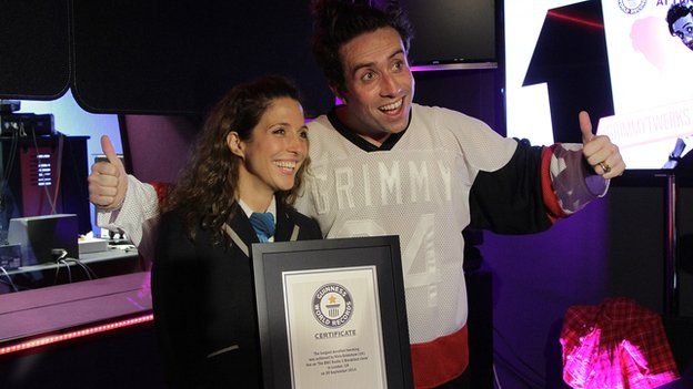 Guinness World Record official and Nick Grimshaw