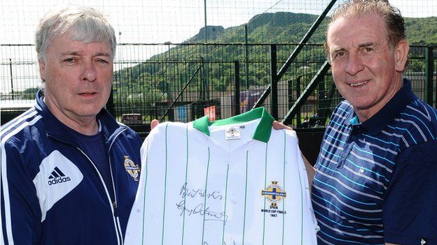 Gerry Armstrong Fund Ambassador and Mal Donaghy former NI & Man Utd defender - Gerry kindly donated his 1982 WC shirt our group has got the team who beat Spain 1-0 to sign the shirt.