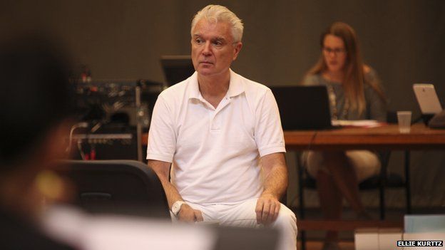 David Byrne at rehearsals for Here Lies Love