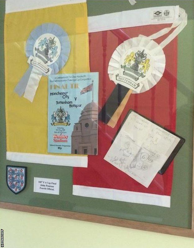 A signed programme, plus flags and referee's notebook, from the 100th FA Cup Final in 1981