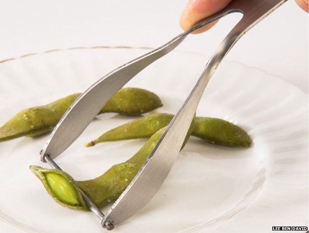 A device for getting edamame beans from the pod