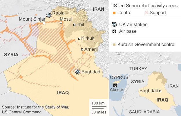Map of airstrikes