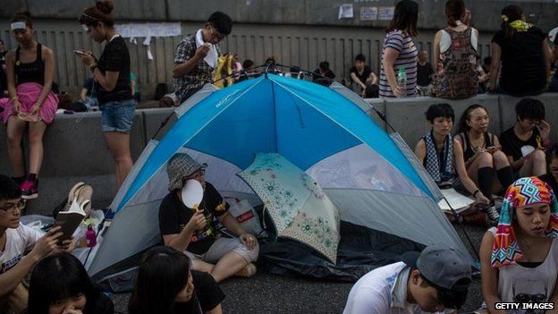 Protesters in Hong Kong, 1 Oct