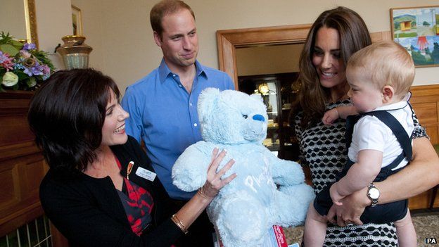 The Duke and Duchess of Cambridge and Prince George visit Plunket, a child welfare group at Government House, Wellington, during their official tour to New Zealand