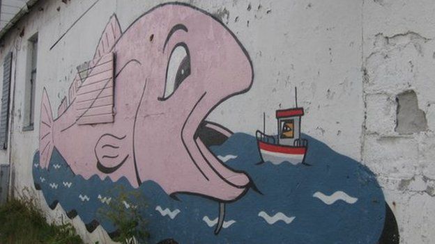 Closed fisheries in Vardoe with commissioned street art