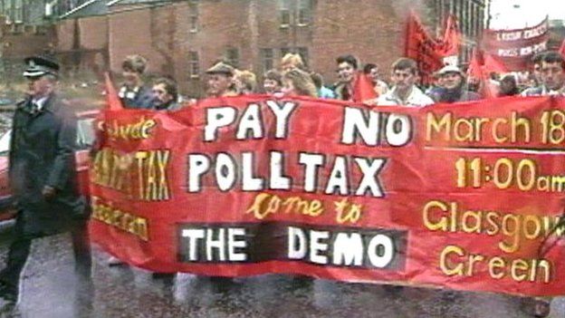 Poll tax demonstration in Glasgow
