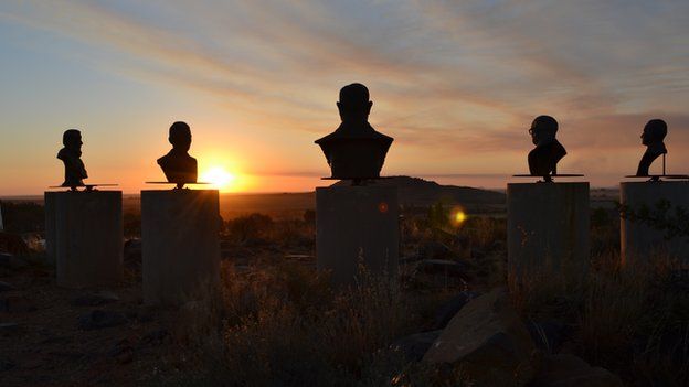 Bust of former apartheid leaders overlooking Orania