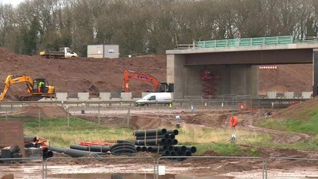 Building work for the motorway junction