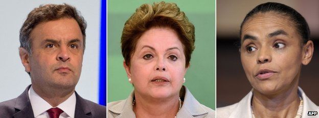 Aecio Neves, Dilma Rousseff and Marina Silva
