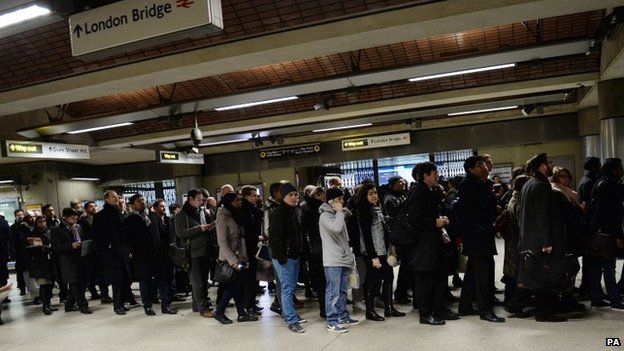 Commuters queuing during a Tube strike