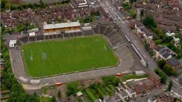 Aerial view of Casement Park GAA stadium