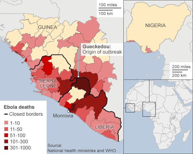 ebola death toll regional map October 4