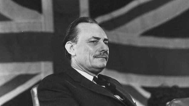 Enoch Powell in front of the Union flag in 1969