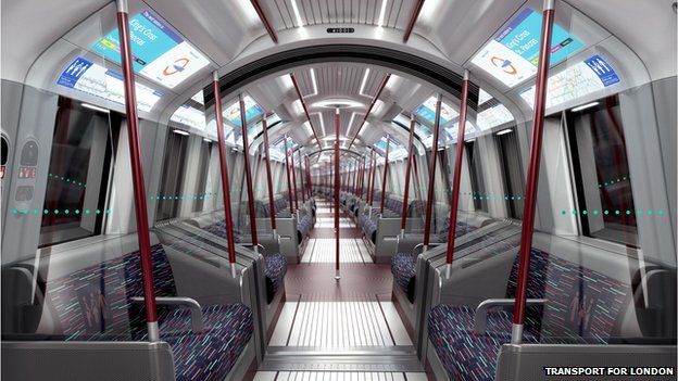 Interior shot of the Tube train
