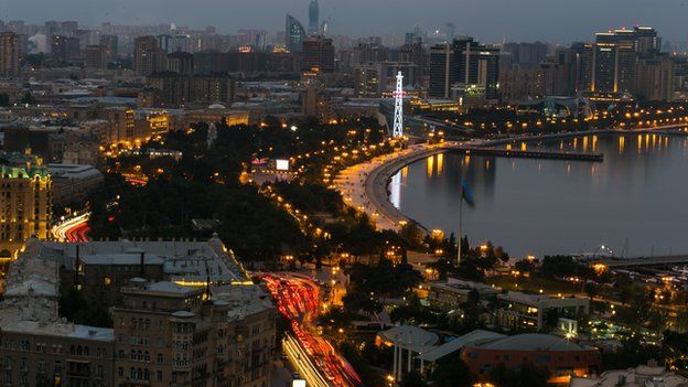 Azerbaijan's capital of Baku at night