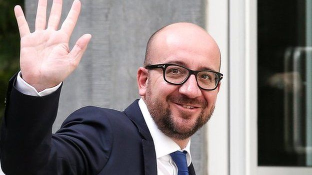 Chairman of Belgian MR Party and Government Formator, Charles Michel, arrives for the negotiations for a new center-right federal government, Brussels, Belgium, 11 September 2014