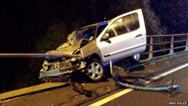 The car crashed on the M25