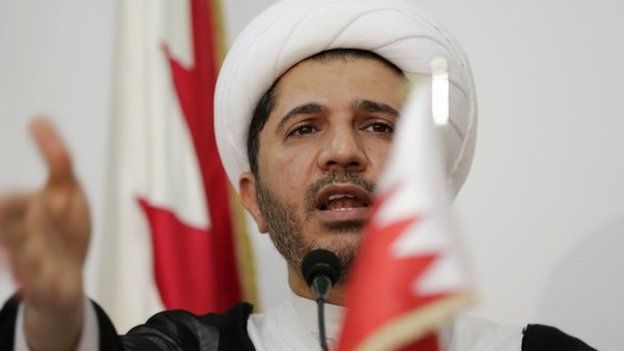Sheik Ali Salman, leader of the main Shia opposition group Al-Wefaq, at a press conference in Manama, Bahrain, on 11 October 2014.