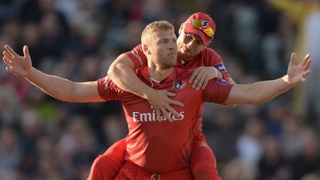 Andrew Flintoff playing for Lancashire