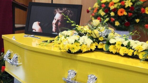 The coffin of 11-year-old Luke Batty at the funeral service for him at Flinders Christian Community College 21 February 2014 in Tyabb, Australia
