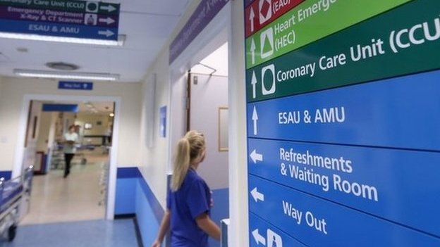 File photo dated 15/08/14 of ward signs at a hospital