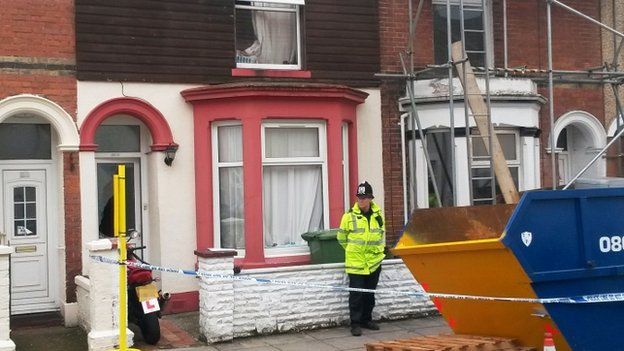 Police outside a house in Portsmouth